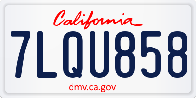 CA license plate 7LQU858