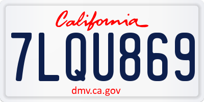 CA license plate 7LQU869