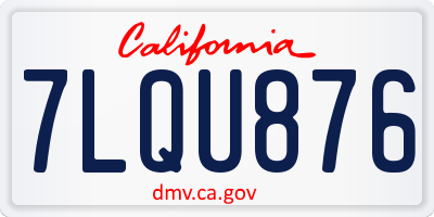 CA license plate 7LQU876