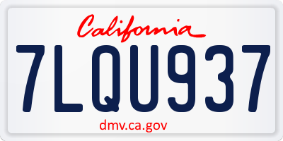 CA license plate 7LQU937