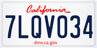 CA license plate 7LQV034