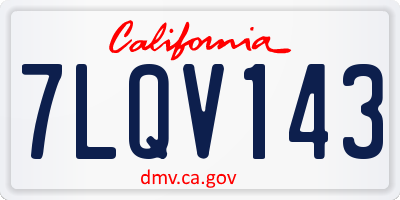 CA license plate 7LQV143