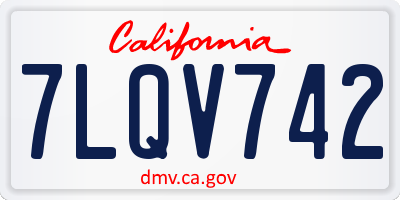 CA license plate 7LQV742