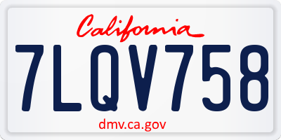 CA license plate 7LQV758