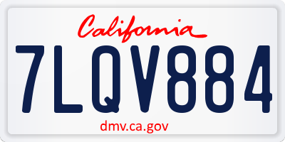 CA license plate 7LQV884