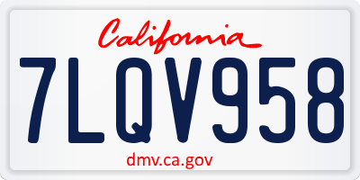 CA license plate 7LQV958
