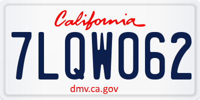 CA license plate 7LQW062