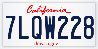 CA license plate 7LQW228