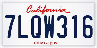 CA license plate 7LQW316