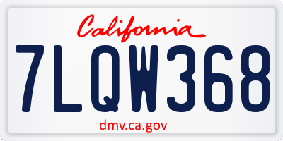 CA license plate 7LQW368