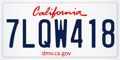 CA license plate 7LQW418