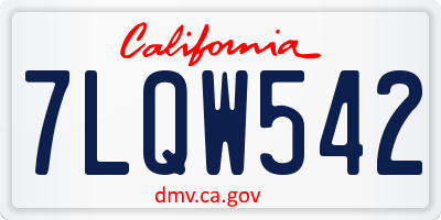 CA license plate 7LQW542