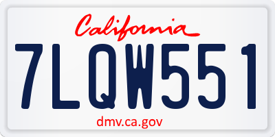 CA license plate 7LQW551