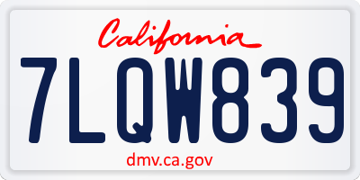 CA license plate 7LQW839