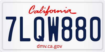 CA license plate 7LQW880
