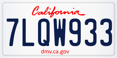 CA license plate 7LQW933