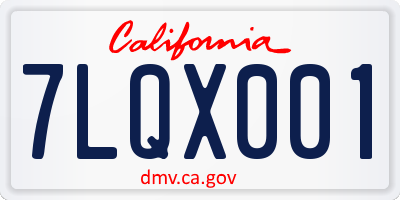 CA license plate 7LQX001