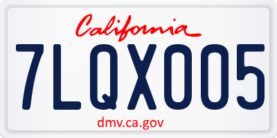 CA license plate 7LQX005
