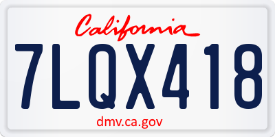 CA license plate 7LQX418