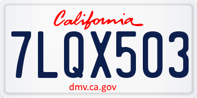 CA license plate 7LQX503