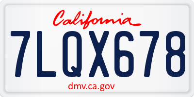 CA license plate 7LQX678