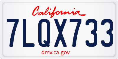 CA license plate 7LQX733