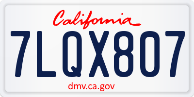 CA license plate 7LQX807