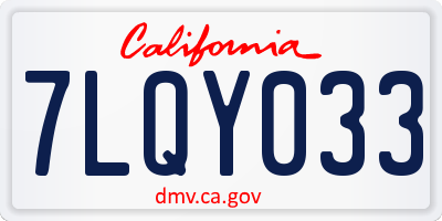 CA license plate 7LQY033