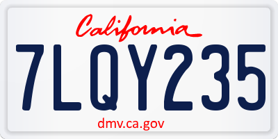 CA license plate 7LQY235