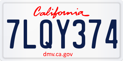 CA license plate 7LQY374