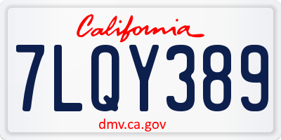 CA license plate 7LQY389