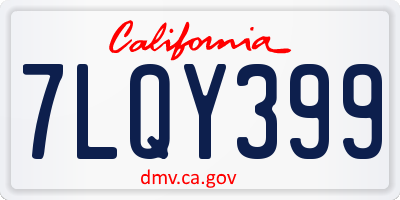 CA license plate 7LQY399