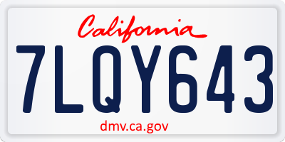 CA license plate 7LQY643