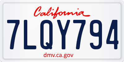 CA license plate 7LQY794