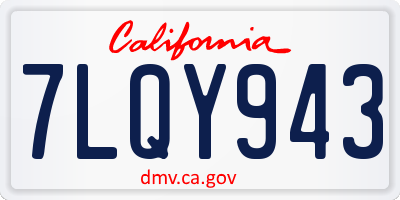 CA license plate 7LQY943