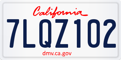 CA license plate 7LQZ102