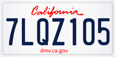 CA license plate 7LQZ105