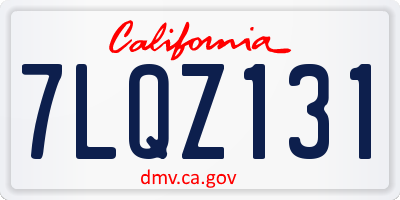 CA license plate 7LQZ131