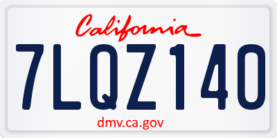 CA license plate 7LQZ140