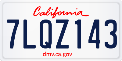 CA license plate 7LQZ143