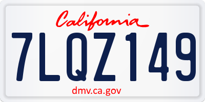 CA license plate 7LQZ149