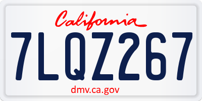 CA license plate 7LQZ267