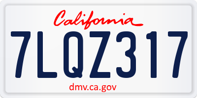 CA license plate 7LQZ317