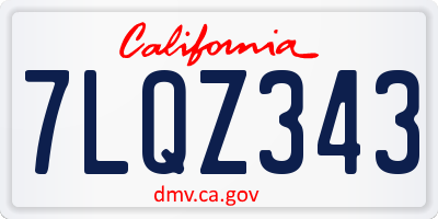 CA license plate 7LQZ343
