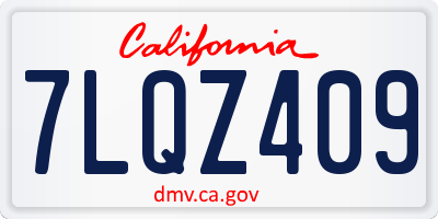 CA license plate 7LQZ409