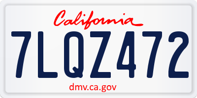 CA license plate 7LQZ472