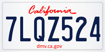 CA license plate 7LQZ524