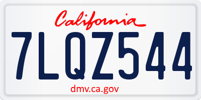 CA license plate 7LQZ544