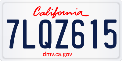 CA license plate 7LQZ615