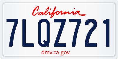 CA license plate 7LQZ721